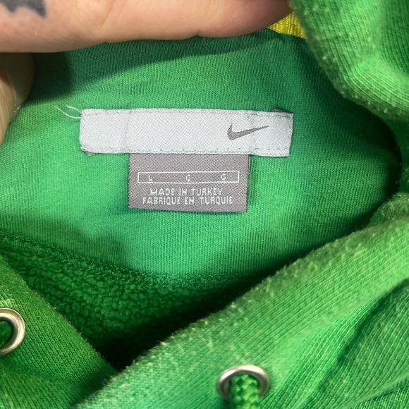 Nike Center Spellout Embroidered Hoodie Sweatshirt Mens L 90s Y2K Vintage 1337 - Picture 3 of 9